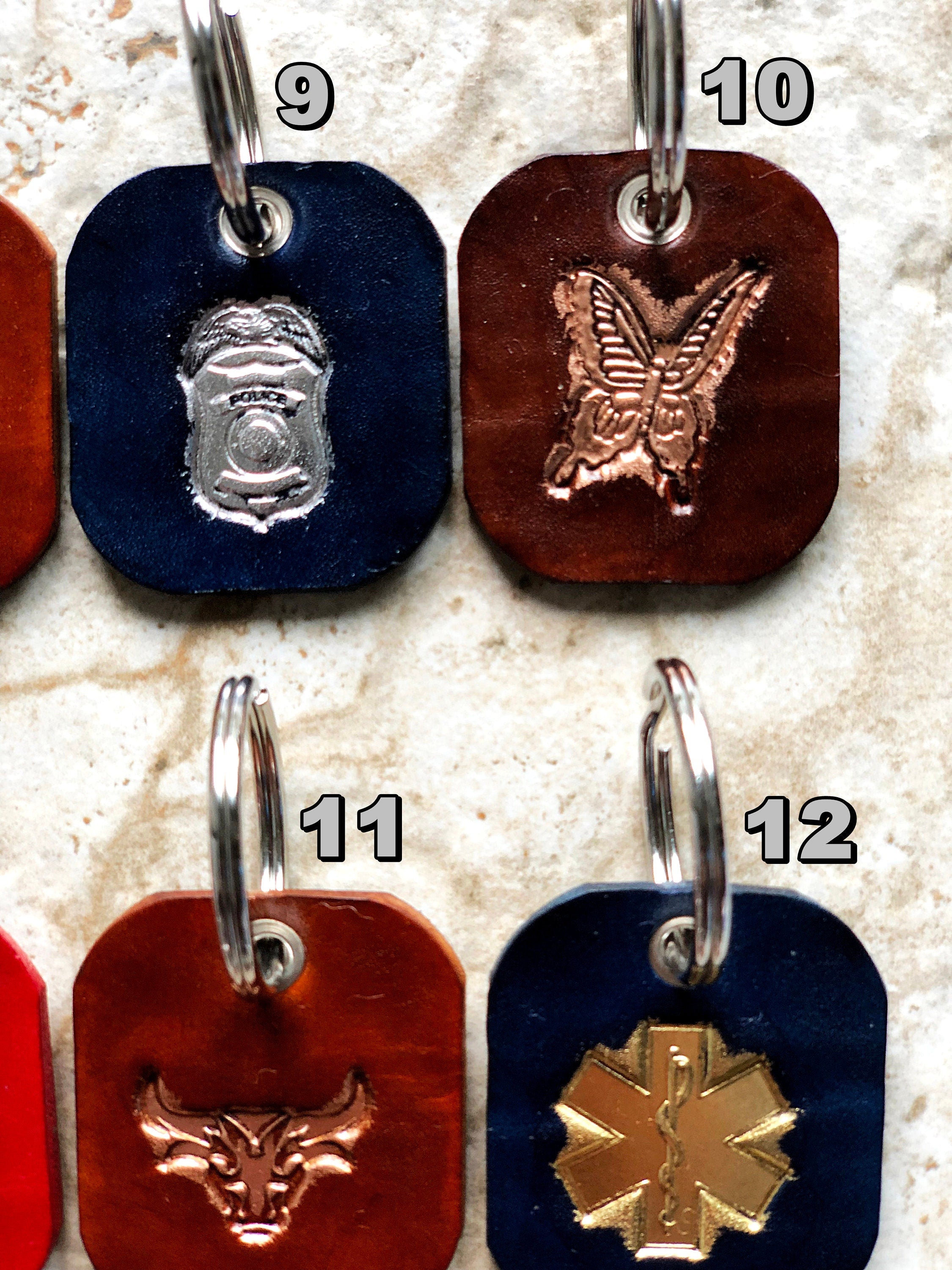 New Accented Leather Key Chains Keychains Keyfob Keyring Keyholder Limited Handmade Real Thick Tooled Embossed Engraved Unforgettable Gift